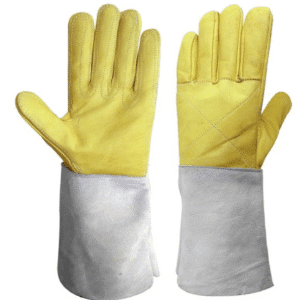 Guante corte de rosa vaqueta y carnaza amarillo gris