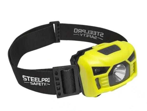 Linterna Steelpro ajustable a casco con luz LED potente